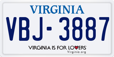 VA license plate VBJ3887