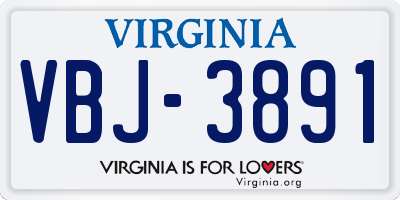 VA license plate VBJ3891