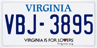 VA license plate VBJ3895