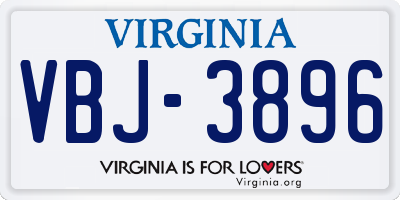 VA license plate VBJ3896