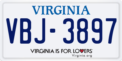 VA license plate VBJ3897