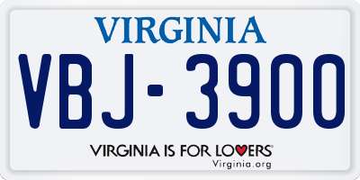 VA license plate VBJ3900