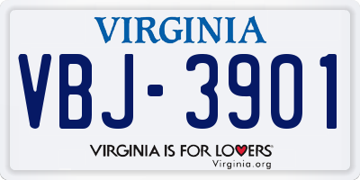 VA license plate VBJ3901