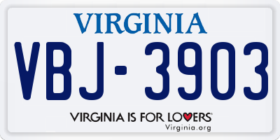 VA license plate VBJ3903