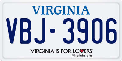VA license plate VBJ3906
