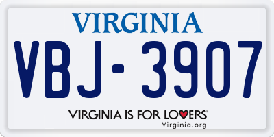 VA license plate VBJ3907