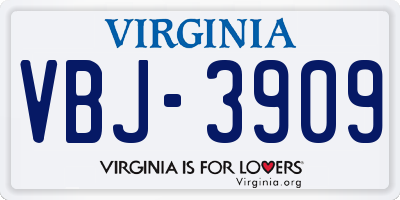 VA license plate VBJ3909