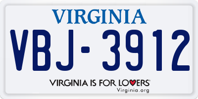 VA license plate VBJ3912