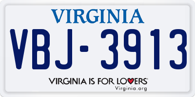 VA license plate VBJ3913