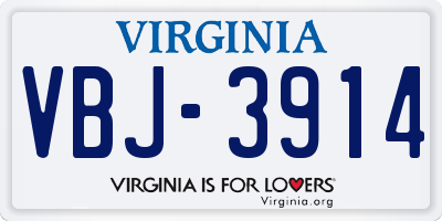 VA license plate VBJ3914