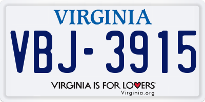 VA license plate VBJ3915