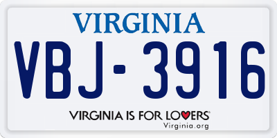 VA license plate VBJ3916