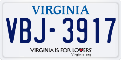 VA license plate VBJ3917