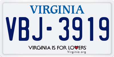VA license plate VBJ3919