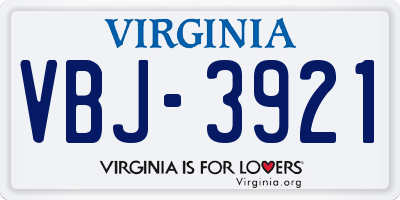 VA license plate VBJ3921