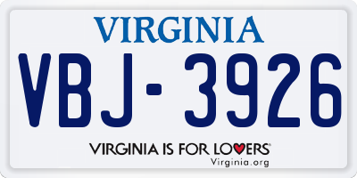 VA license plate VBJ3926