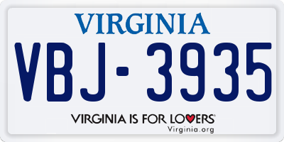 VA license plate VBJ3935