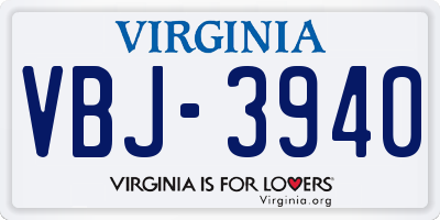 VA license plate VBJ3940