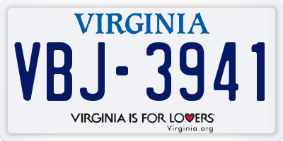 VA license plate VBJ3941