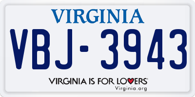 VA license plate VBJ3943