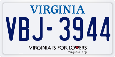 VA license plate VBJ3944
