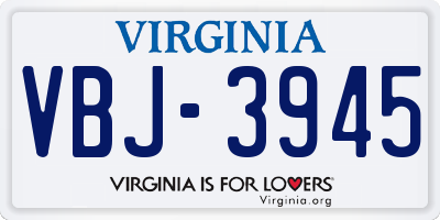 VA license plate VBJ3945