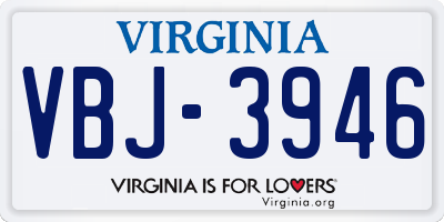 VA license plate VBJ3946