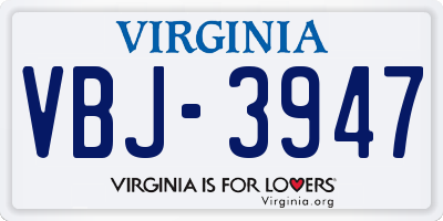 VA license plate VBJ3947