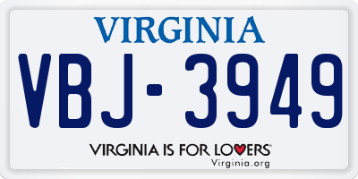 VA license plate VBJ3949