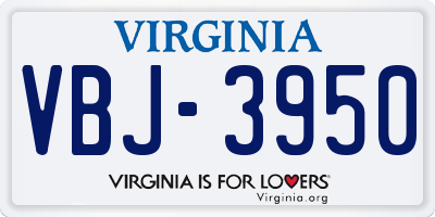 VA license plate VBJ3950