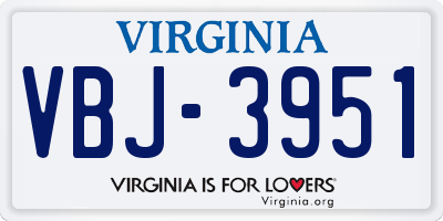 VA license plate VBJ3951