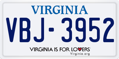 VA license plate VBJ3952
