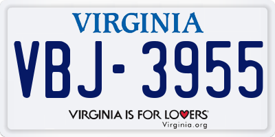 VA license plate VBJ3955