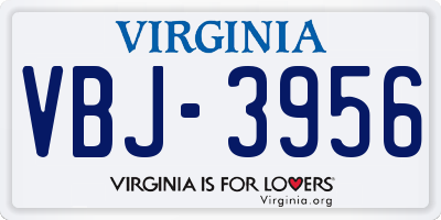 VA license plate VBJ3956