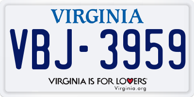 VA license plate VBJ3959