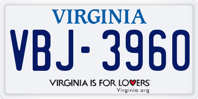 VA license plate VBJ3960