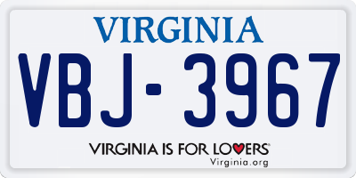 VA license plate VBJ3967