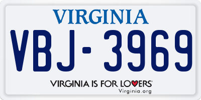 VA license plate VBJ3969