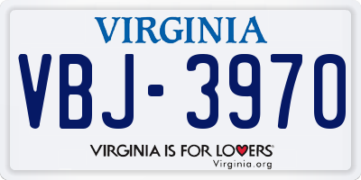 VA license plate VBJ3970