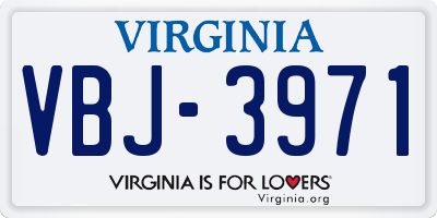 VA license plate VBJ3971