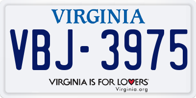 VA license plate VBJ3975