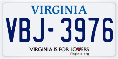 VA license plate VBJ3976