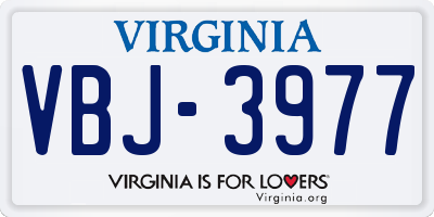 VA license plate VBJ3977