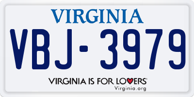 VA license plate VBJ3979