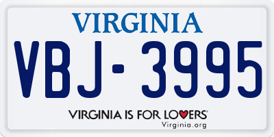 VA license plate VBJ3995