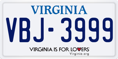 VA license plate VBJ3999
