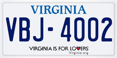 VA license plate VBJ4002