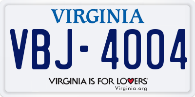 VA license plate VBJ4004