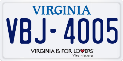VA license plate VBJ4005