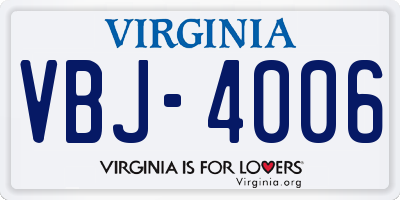 VA license plate VBJ4006